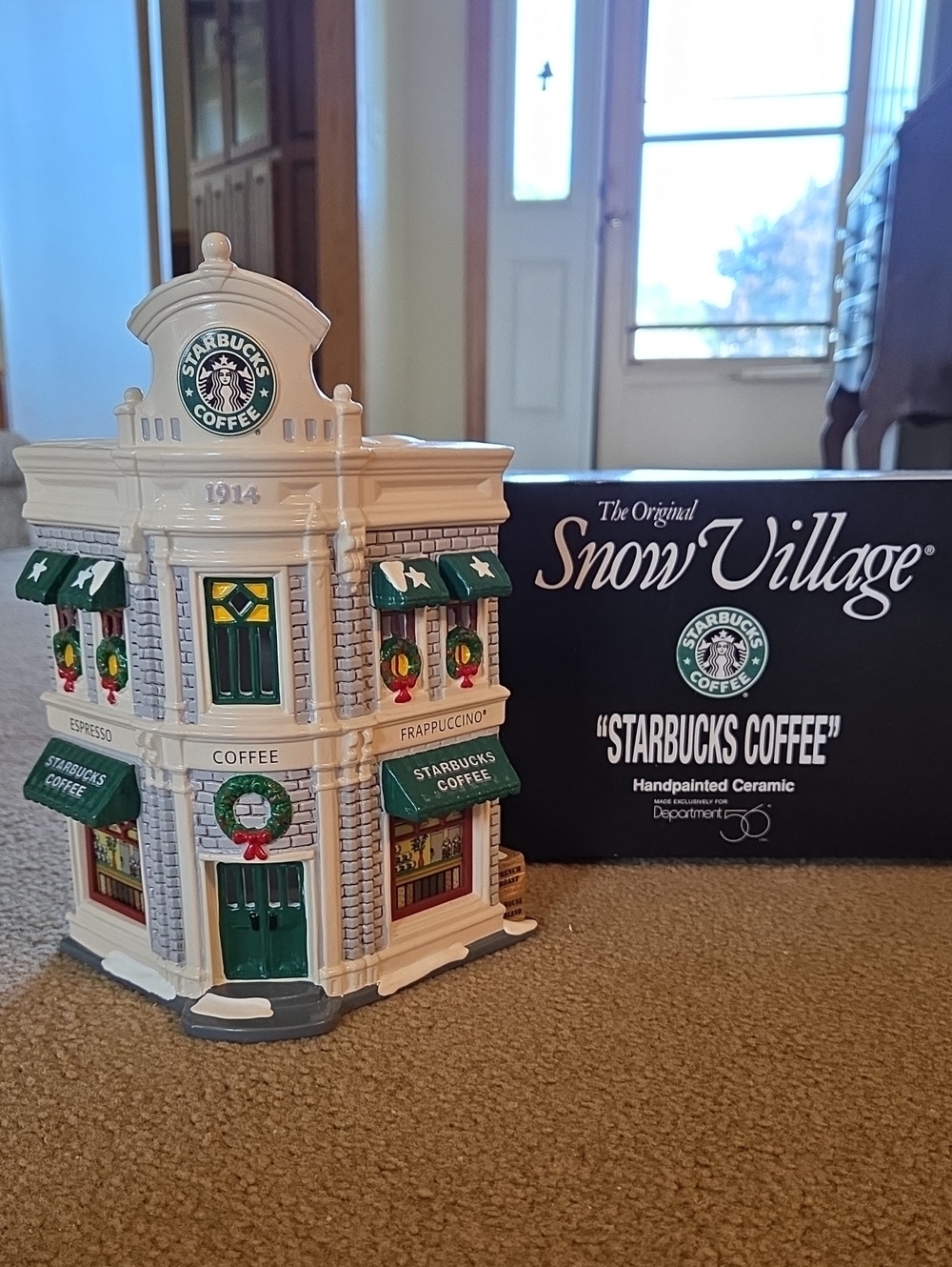Starbucks Coffee Handpainted Ceramic Snow Village Building from Dept 56